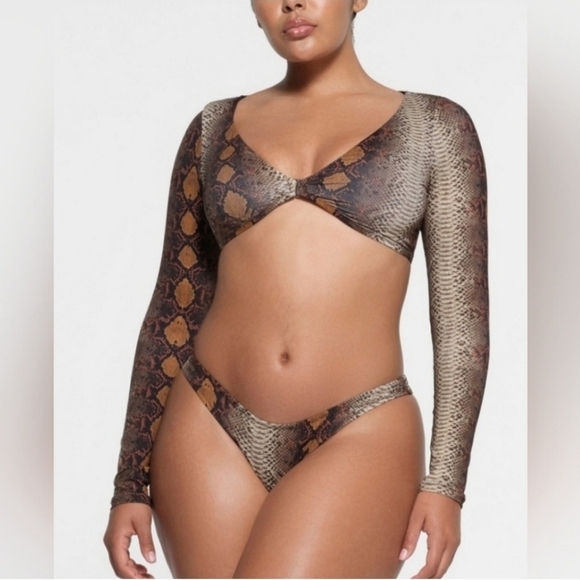 New! SKIMS Swim Long Sleeve Shrug Swim Top Desert Snake Print 2X - Picture 1 of 6